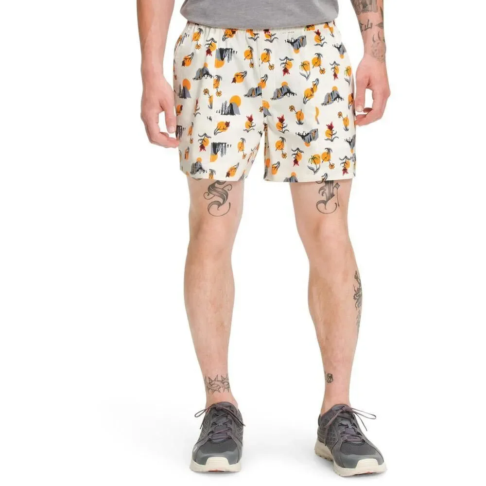 The North Face Swim Trunks Shorts Cream Print Elastic Waist Men’s L NEW